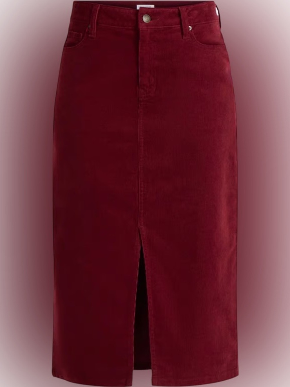 NWT Time and Tru Corduroy Midi Skirt in Deep Red | Size 18